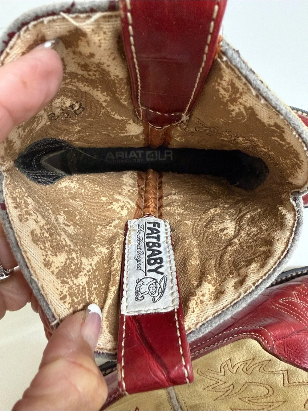 Gabby Ariat Red and Cream Western Cowboy Boots - Textured Leather